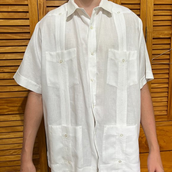 gorgeous, pristine 100% linen guayabera shirt from Mérida, Mexico - sz XL - Picture 1 of 12